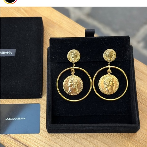 Dolce & Gabbana Gold Coin Drop Earrings - Picture 1 of 2